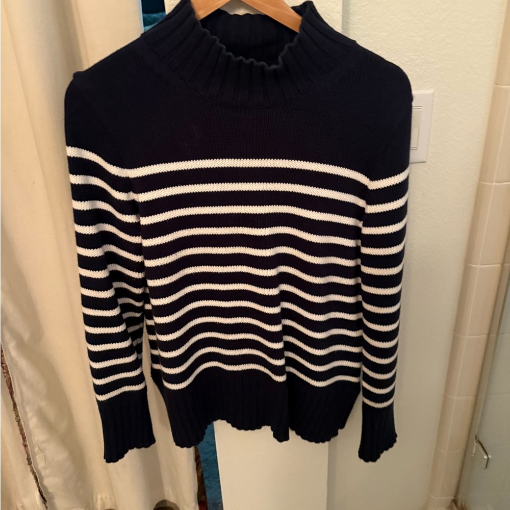 J Crew Navy and White Striped Women's Sweater